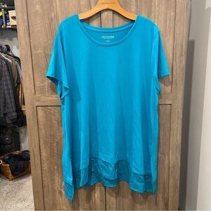 Soft Surroundings 2X Shirt Tunic Short Sleeve Lagenlook layered sheer hem